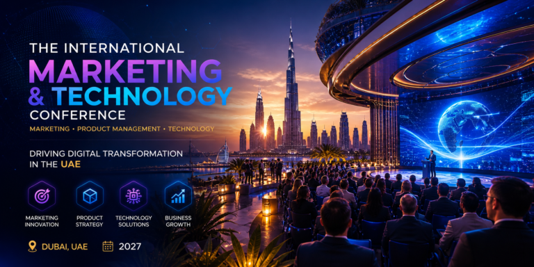 International Marketing and Technology Conference ICMPMT Dubai 2027 with global business leaders, marketing experts, and digital innovation showcase in UAE